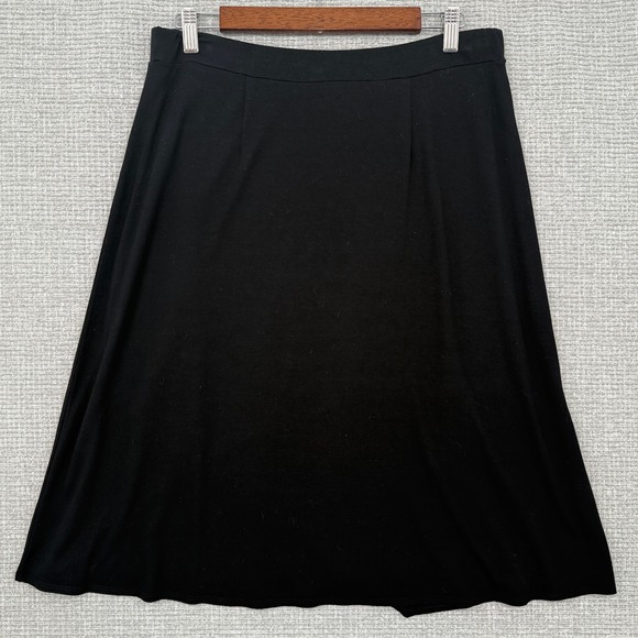 Eileen‎ Fisher Black Skirt A-Line Knit Jersey Lace Hem Detail Sz M Whimsigoth - Picture 4 of 9